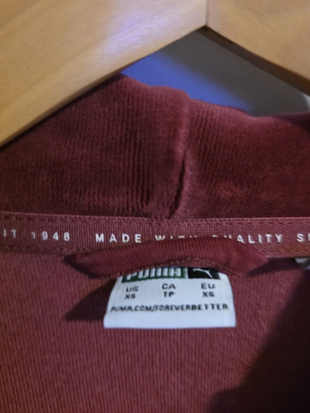 Puma Velour Zip Hoodie Burgundy Cropped XS Soft Velvet Zip-Up - Picture 12 of 13